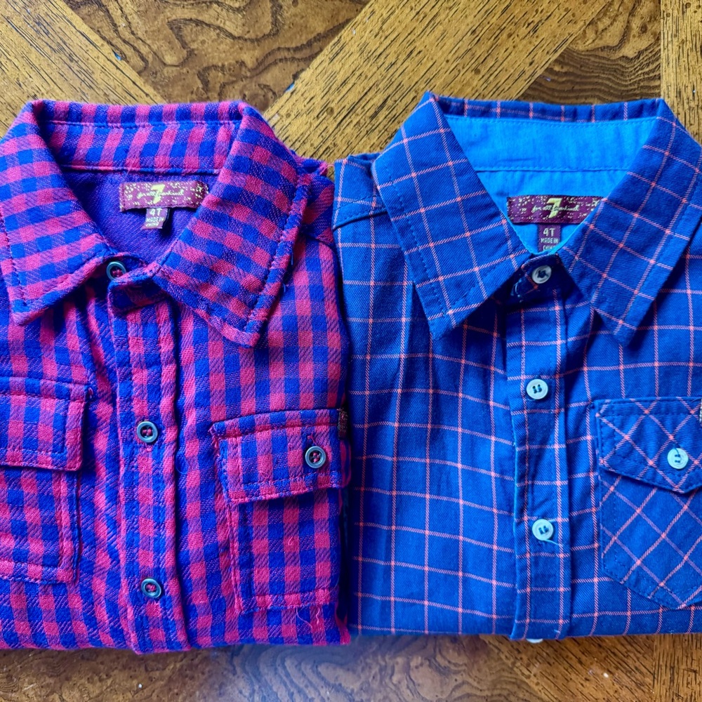 7 For All Mankind 2 Kids Button Down Shirts